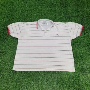 Vintage 90s Benetton Striped Polo Shirt Large 22x22 Cropped Boxy